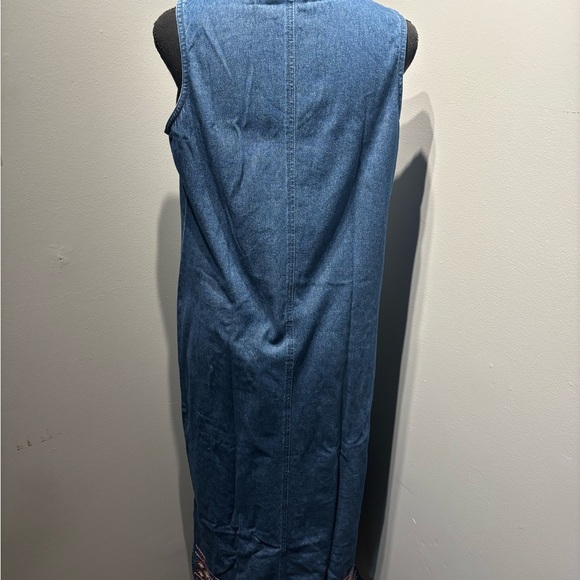 VTG Denim Blue Jean Jumper Dress Maxi Sleeveless women’s SzM Cottagecore Boho - Picture 13 of 13